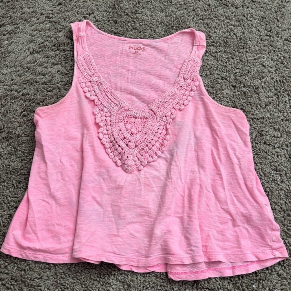 Mudd Pink Crochet Detail Tank Top